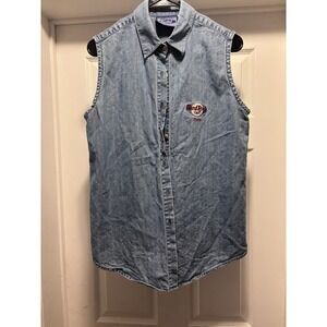 Vintage "Kona" Hawaii 90s Hard Rock Cafe Denim button up Women's sleeveless
